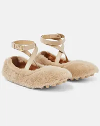 TOD'S Ballerine Bubble in shearling Beige