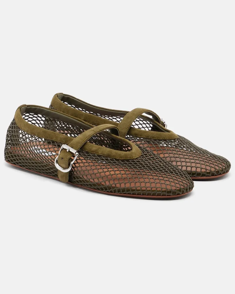 Alaïa Alaïa Ballerine in mesh con suede Verde