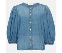 Chloé Blusa di jeans in cotone e lino