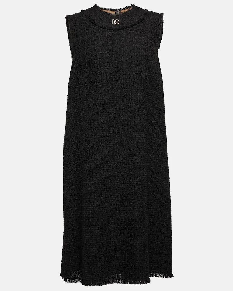 Dolce & Gabbana Abito corto DG in tweed di misto lana Nero
