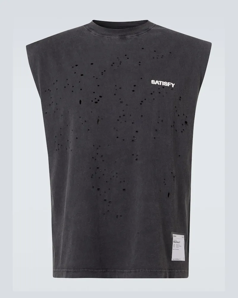 Satisfy T-shirt distressed MothTech Muscle in cotone Nero