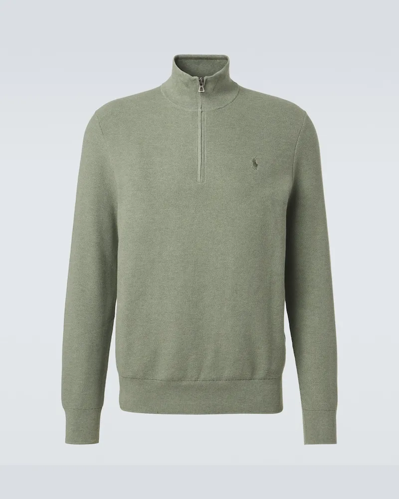 Ralph Lauren Pullover in cotone con zip Verde