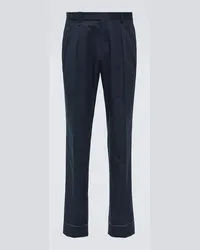 Brioni Pantaloni chino Elba in gabardine di cotone Blu