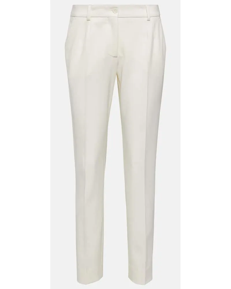 Dolce & Gabbana Pantaloni in misto lana a vita bassa Bianco