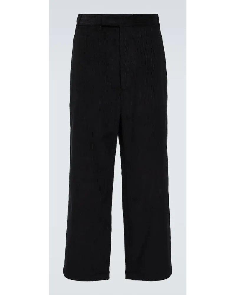 Thom Browne Pantaloni regular in velluto a coste Nero