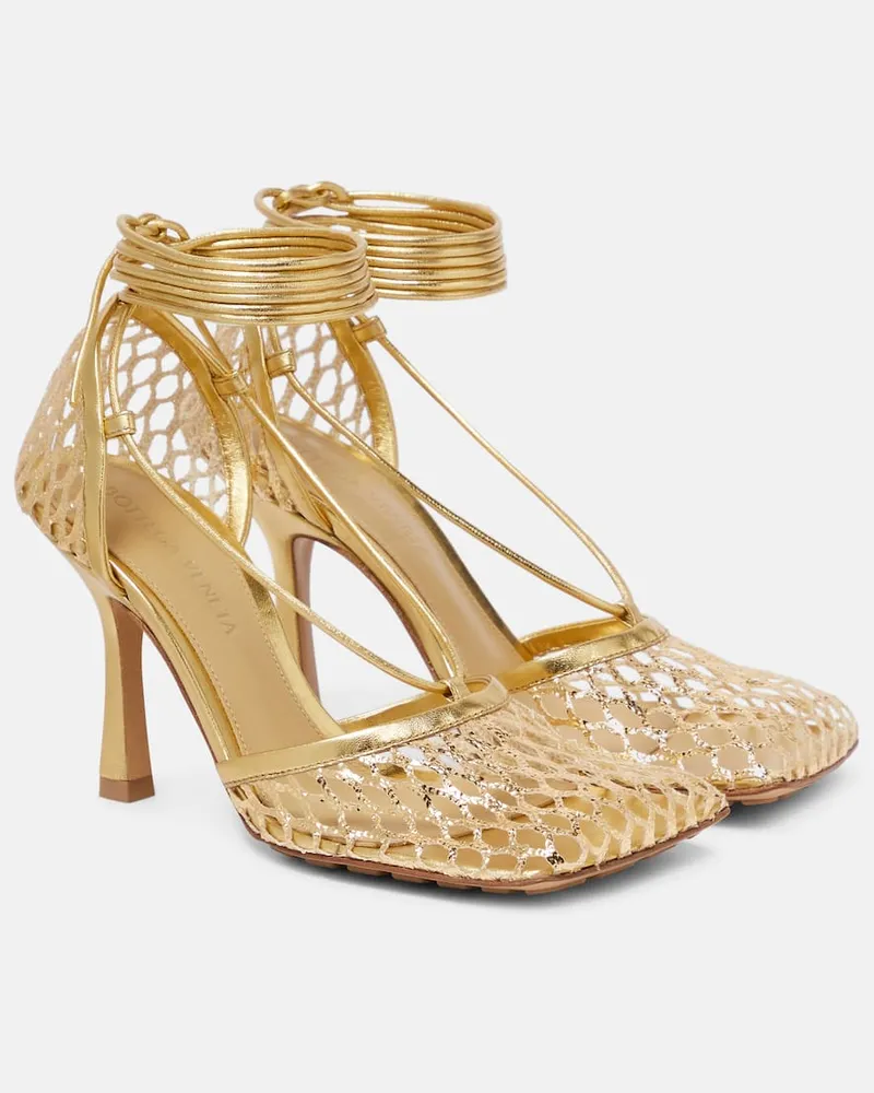 Bottega Veneta Pumps Stretch in mesh e pelle Oro
