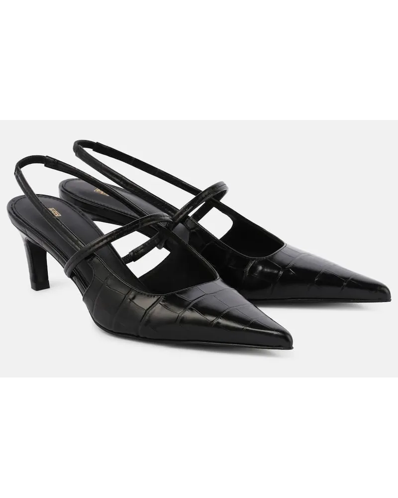Totême Pumps slingback Sharp in pelle stampata Nero