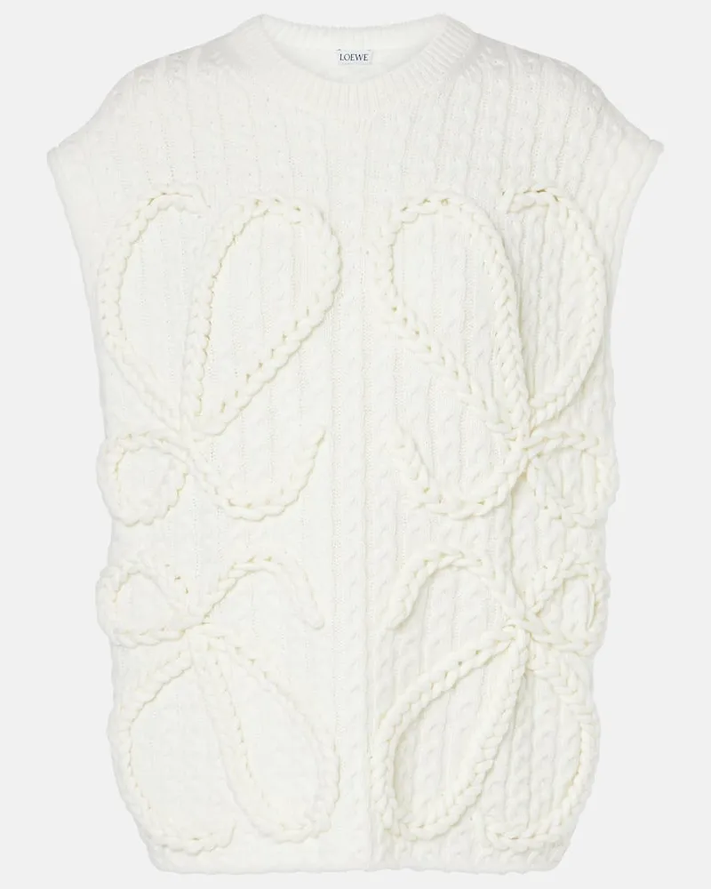 Loewe Gilet Anagram in lana a trecce Bianco
