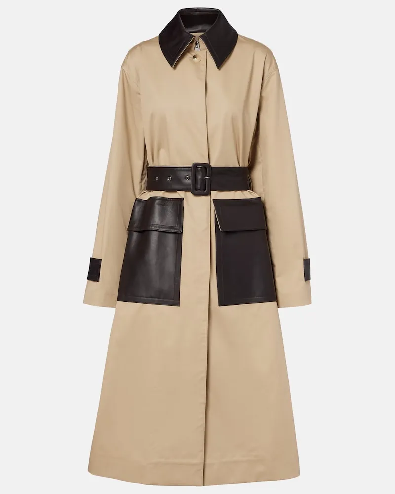 Joseph Trench Zaman in cotone con pelle Beige