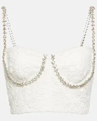 Self-Portrait Bustier in pizzo con decorazioni Bianco