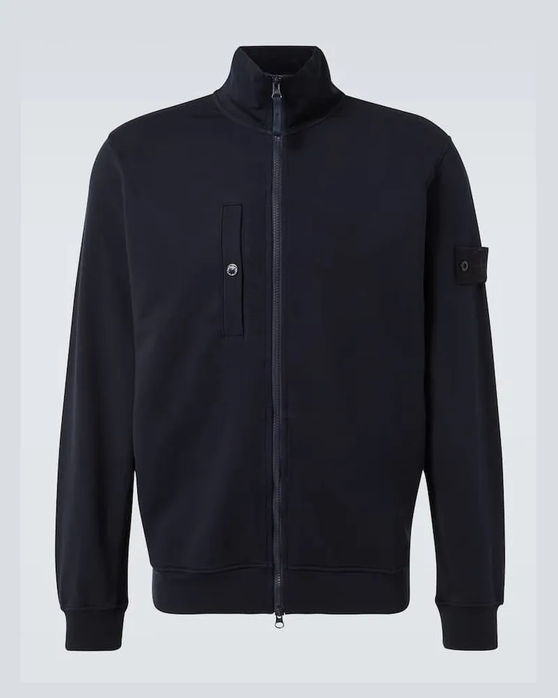 Stone Island Felpa Ghost in misto cotone con zip Blu