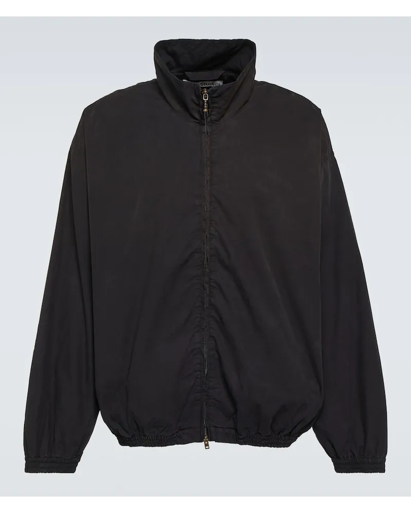 Acne Studios Giacca in popeline di cotone con logo Nero