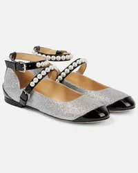 Mach & Mach Ballerine Mary Jane con glitter Argento