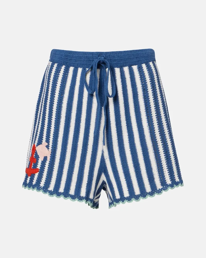 ALEMAIS AlÃ©mais Shorts in crochet di cotone a righe Blu