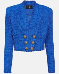 Balmain Blazer cropped in tweed Blu