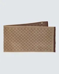 Gucci Sciarpa in lana GG jacquard Marrone