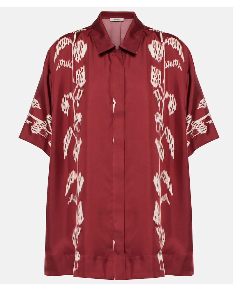 ASCENO Camicia Montauk in twill di seta Borgogna