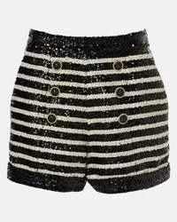 Balmain Shorts a righe con paillettes Nero