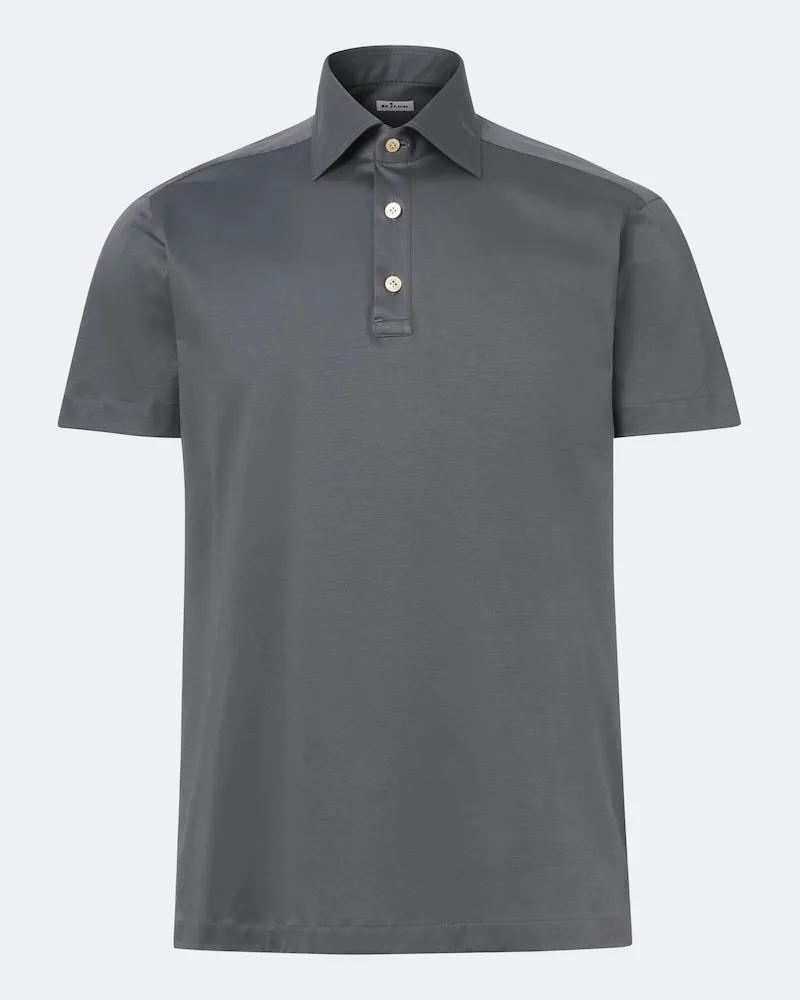 Kiton Polo in jersey di cotone Grigio