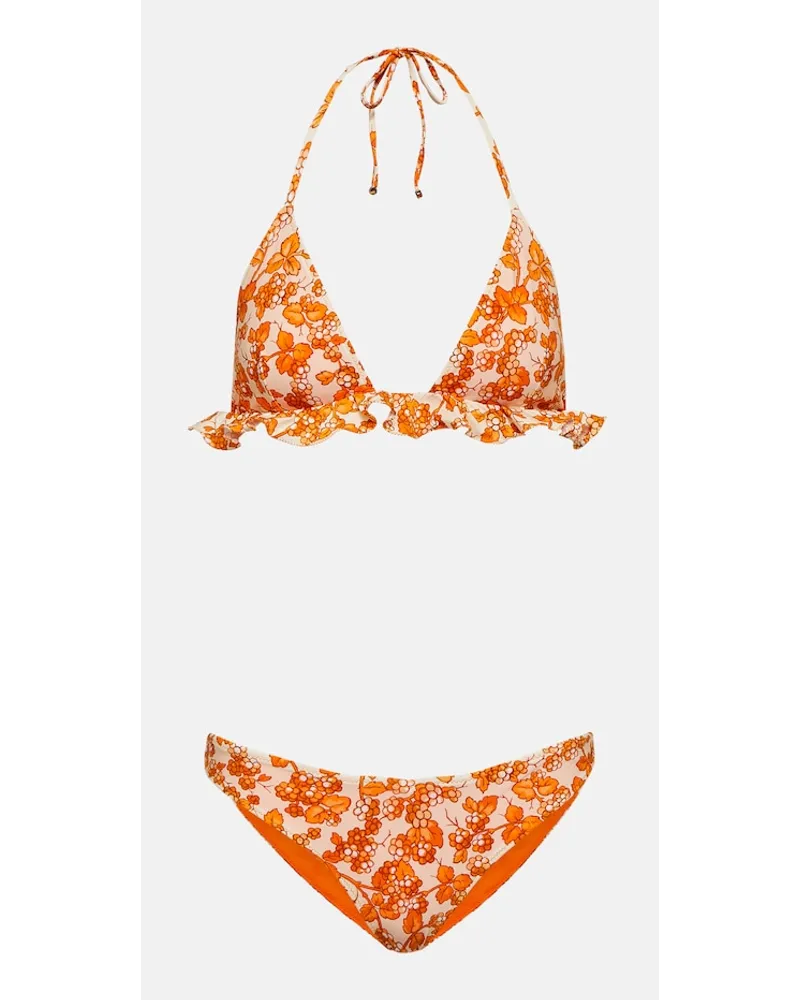 Etro Bikini con volant e stampa Arancione