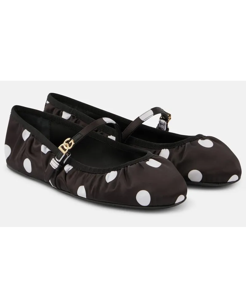 Dolce & Gabbana Ballerine Odette in raso a pois Nero