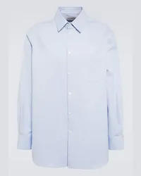 Valentino Garavani Camicia oxford in misto cotone con logo Blu