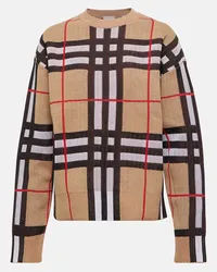 Burberry Pullover in misto cotone a quadri Marrone