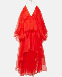 Zimmermann Miniabito Natura in organza di seta Rosso