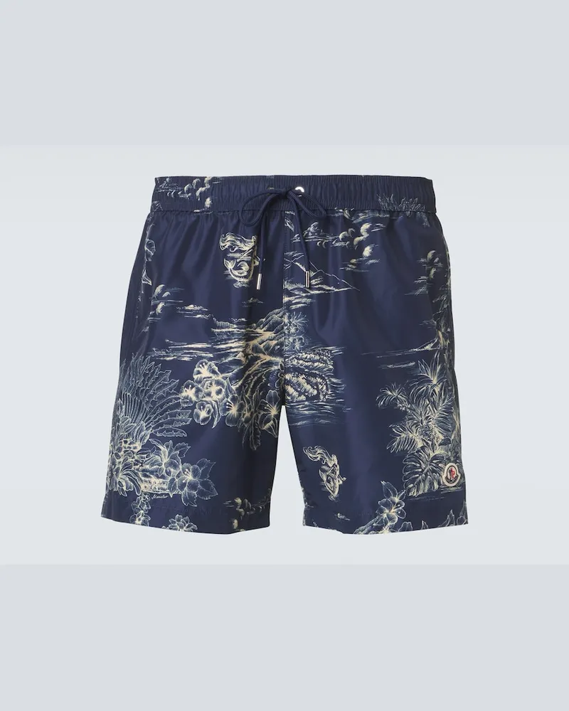 Moncler Costume da bagno Archivio con stampa floreale Blu