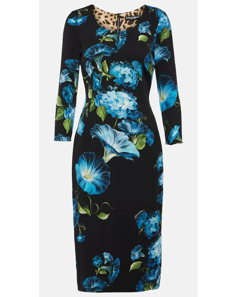Dolce & Gabbana Abito midi in misto seta Nero