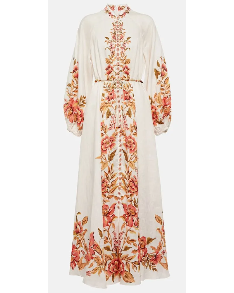 Zimmermann Abito lungo Vacay Billow in lino Multicolore