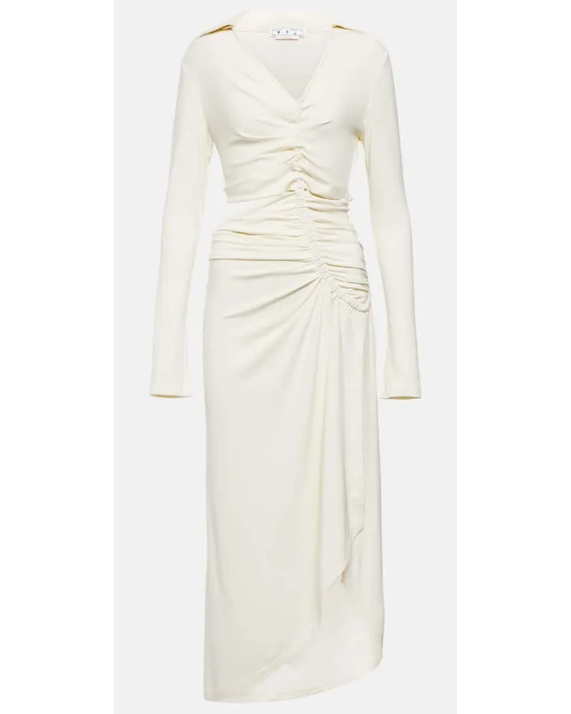 OFF-WHITE Abito midi in crÃªpe con cut-out Bianco