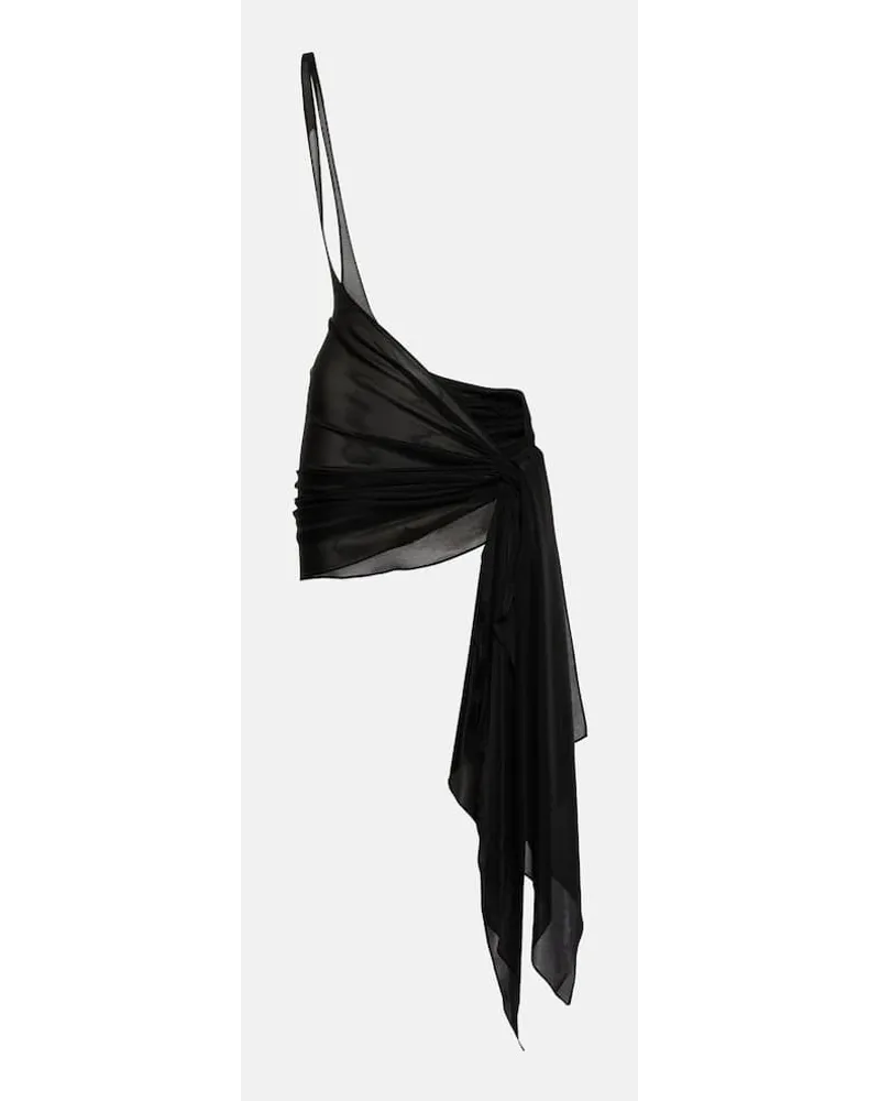Thierry Mugler Pareo monospalla in jersey Nero