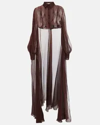 Valentino Garavani Top in chiffon di seta Marrone