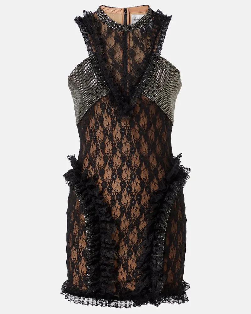 Self-Portrait x Christopher Kane - Abito corto in pizzo con cristalli Nero
