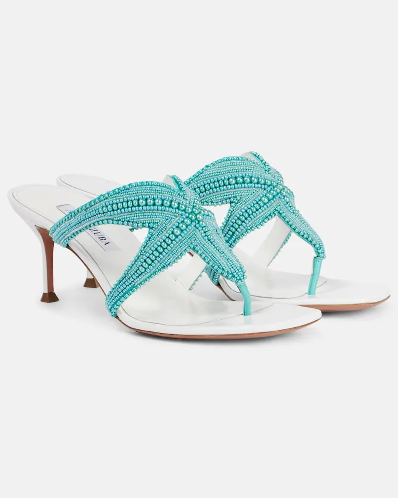 Aquazzura Sandali Reef Star 65 in pelle Turchese