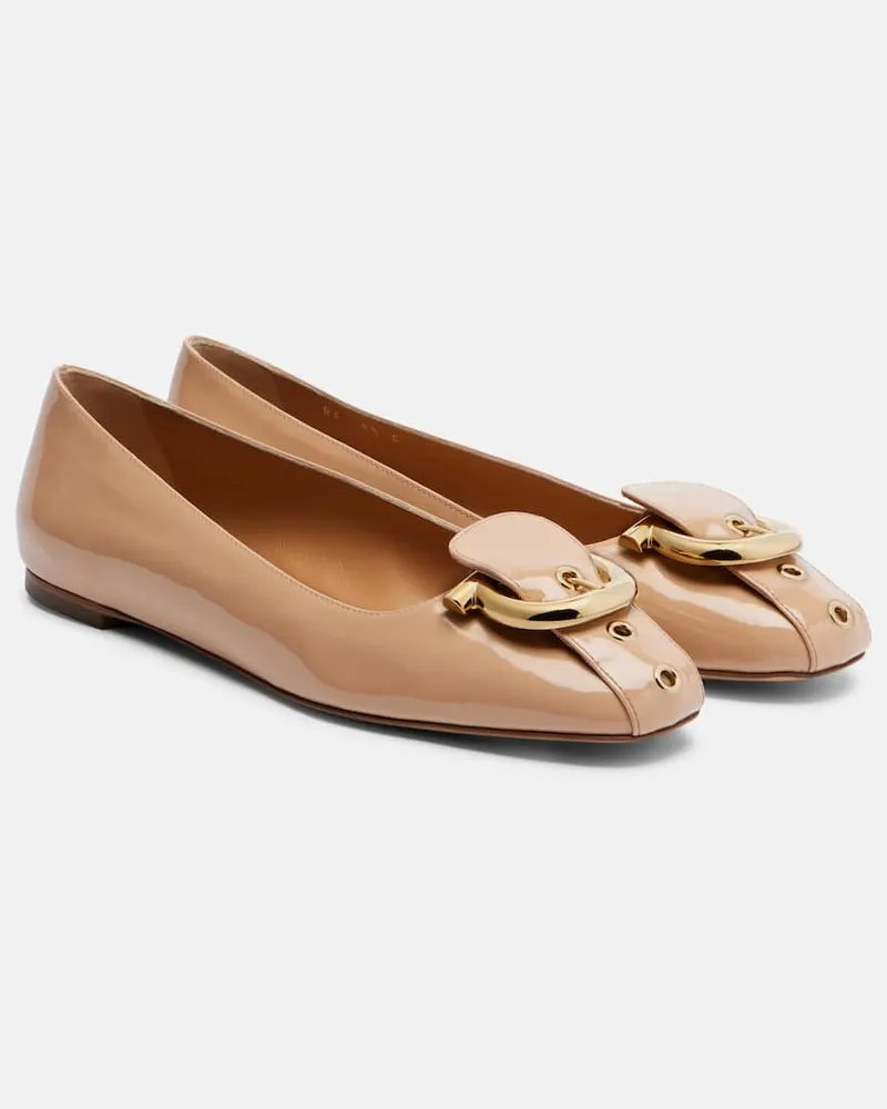 Ferragamo Ballerine Oxide in vernice Beige