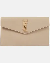 Saint Laurent Clutch Uptown in pelle Beige