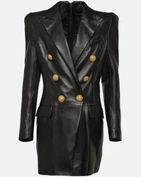 Balmain Miniabito blazer in pelle Nero