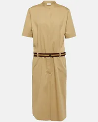 Dries van Noten Abito midi in gabardine di cotone Beige