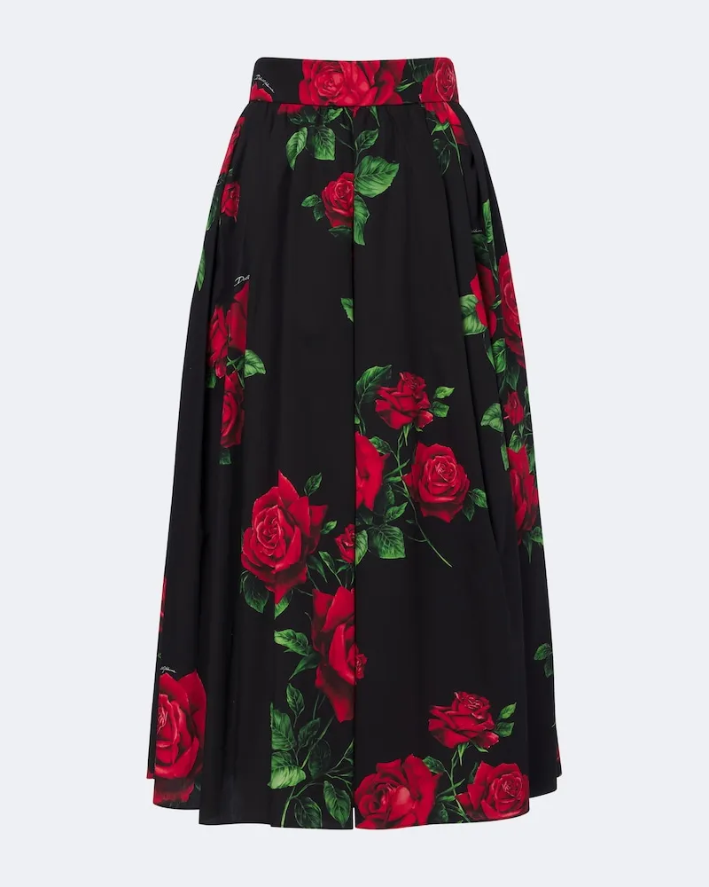 Dolce & Gabbana Gonna midi in popeline di cotone Nero