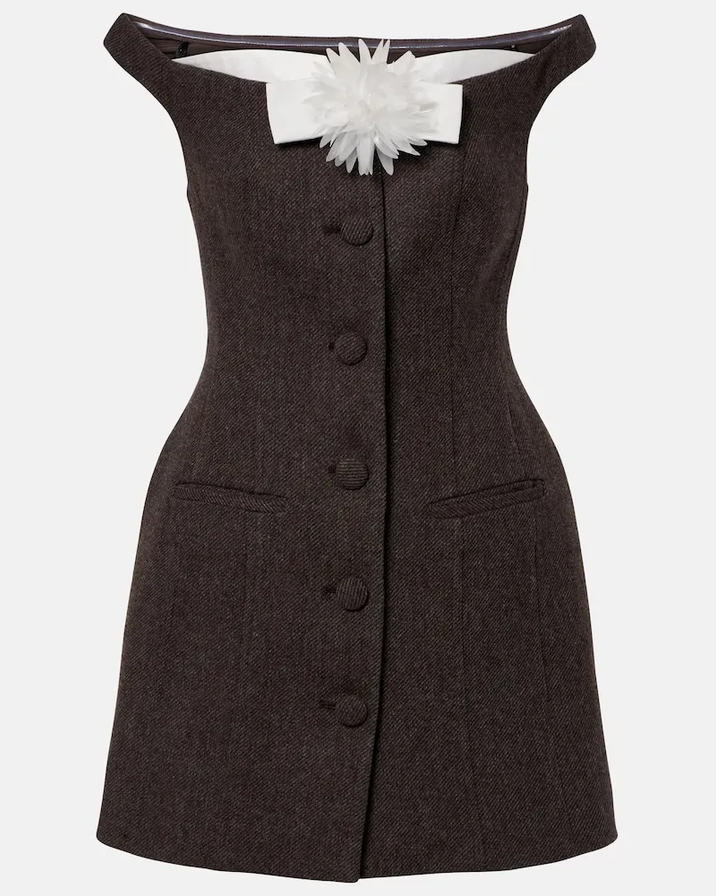 Self-Portrait Abito corto off-shoulder Marrone