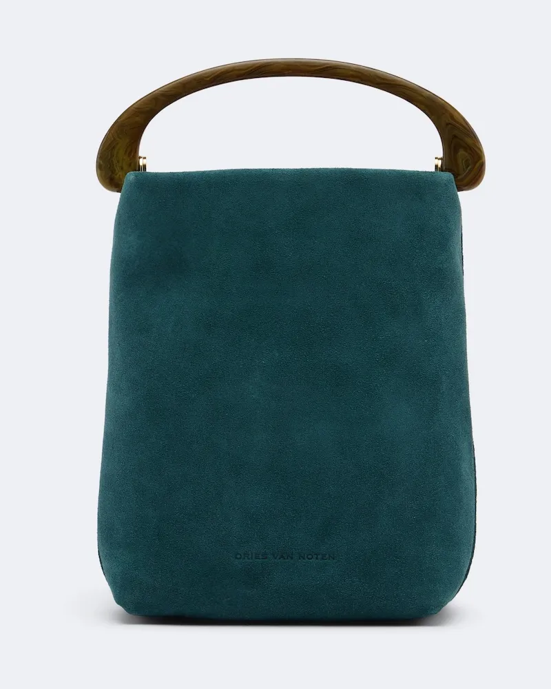 Dries van Noten Borsa a mano Crisp Mini in suede Blu