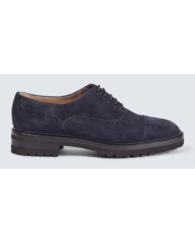 Manolo Blahnik Stringate Norton in suede Blu