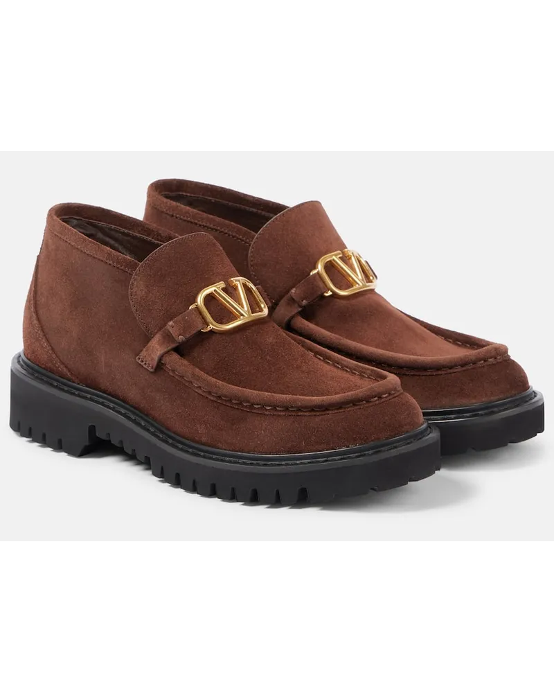 Valentino Garavani Stivaletti VLogo Signature in suede Marrone