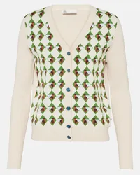 Tory Sport Cardigan in jacquard di misto lana Neutro