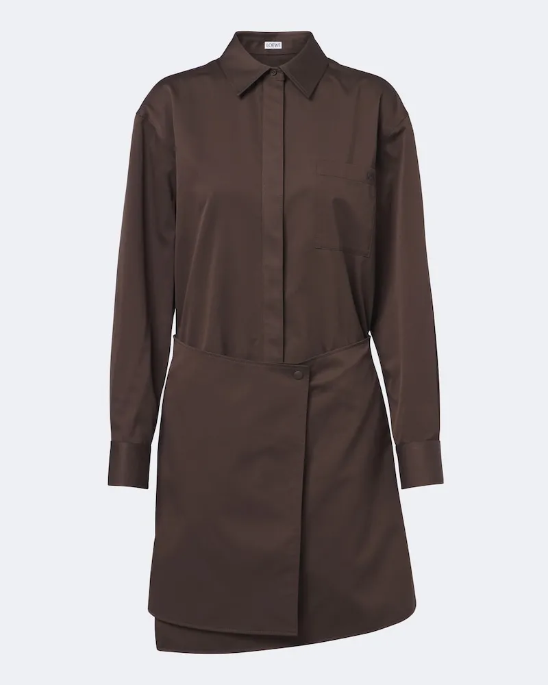 Loewe Abito chemisier Double L in cotone e seta Marrone