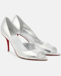 Christian Louboutin Pumps Open Apostropha 80 in pelle metallizzata Argento