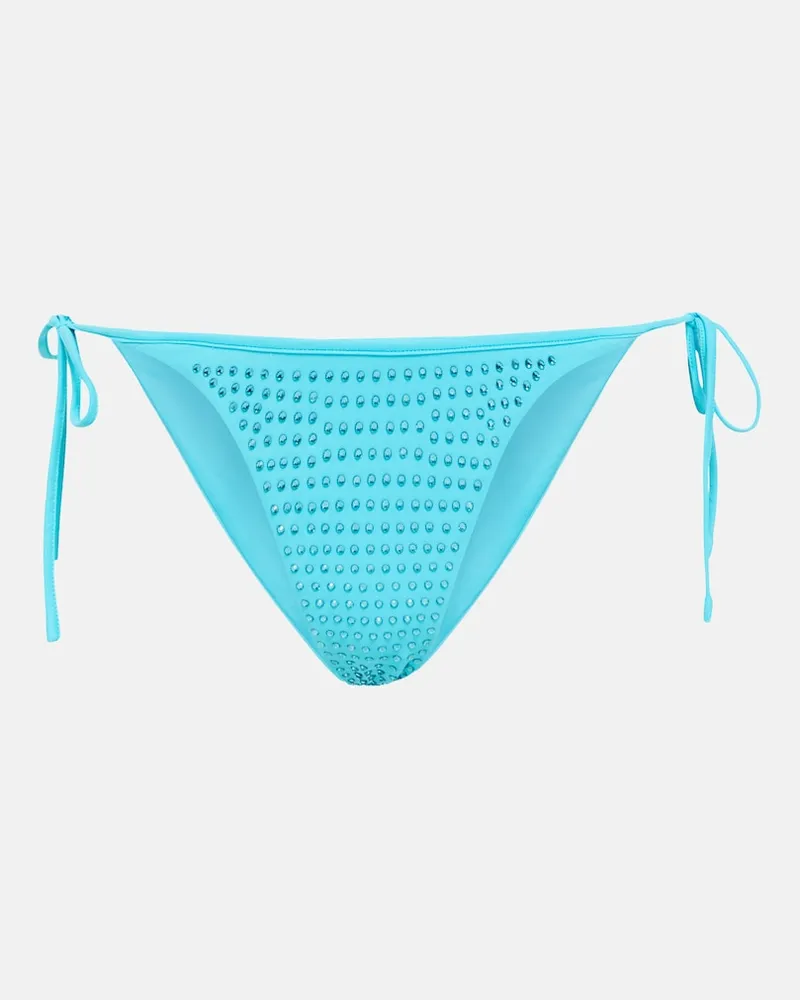 Self-Portrait Slip bikini con decorazioni Blu