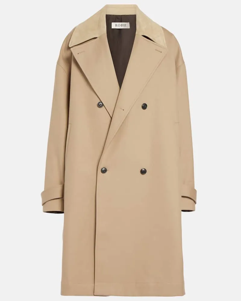 Róhe RÃ³he Cappotto Garden in twill di cotone con suede Beige